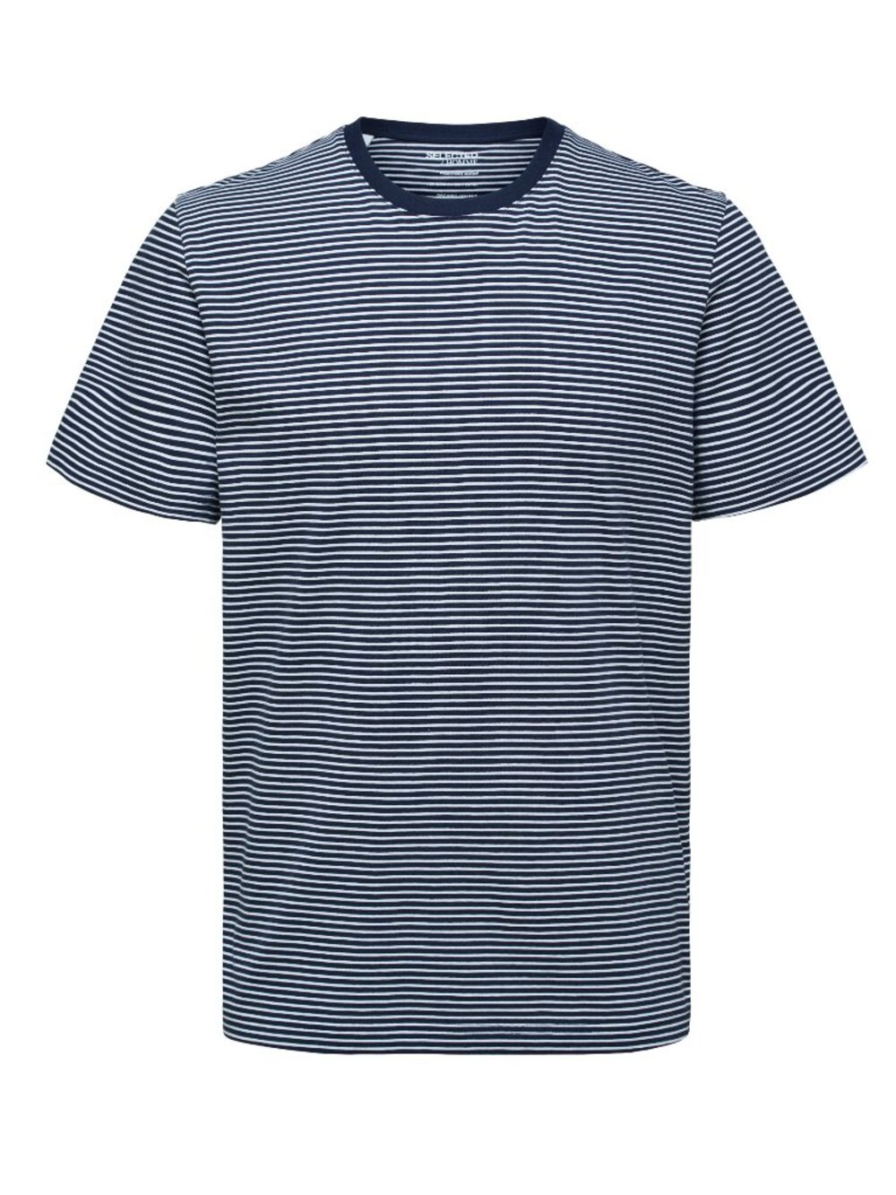 Selected Homme Navy And White Horizontally Striped Short Sleeve T-shirt